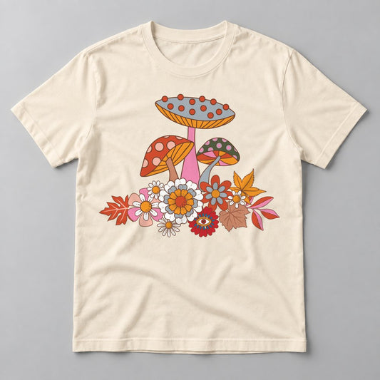 Groovy Mushroom Bouquet tee in Natural