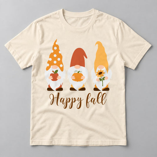 Happy Fall Gnomes tee in Natural