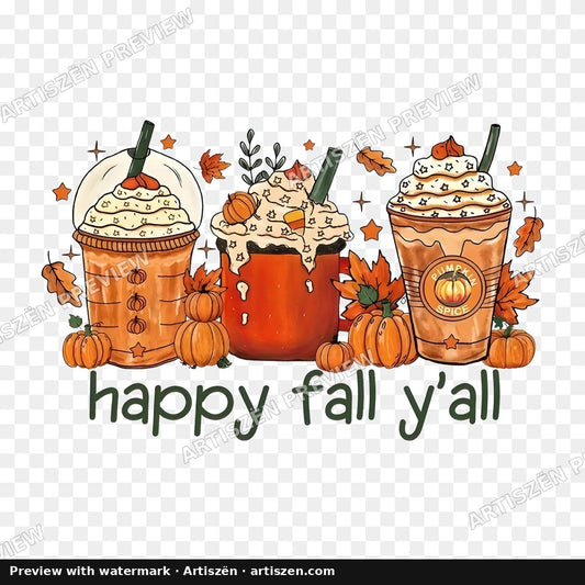 Happy Fall Y'all Lattes PNG preview