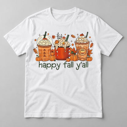 Happy Fall Y'all Lattes tee in White