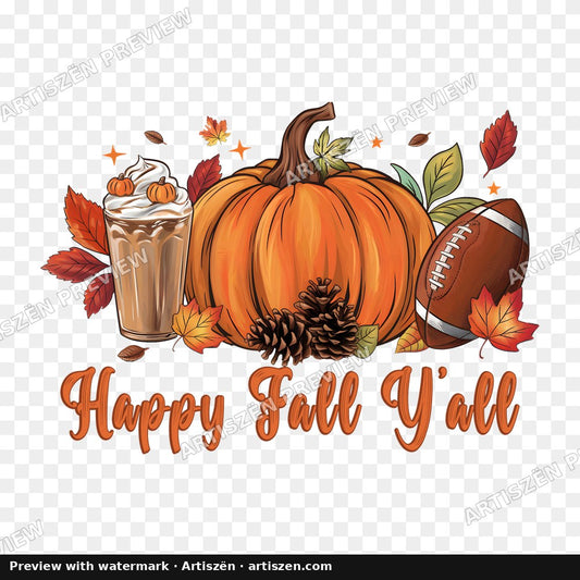 Happy Fall Y'all Pumpkin Latte PNG preview
