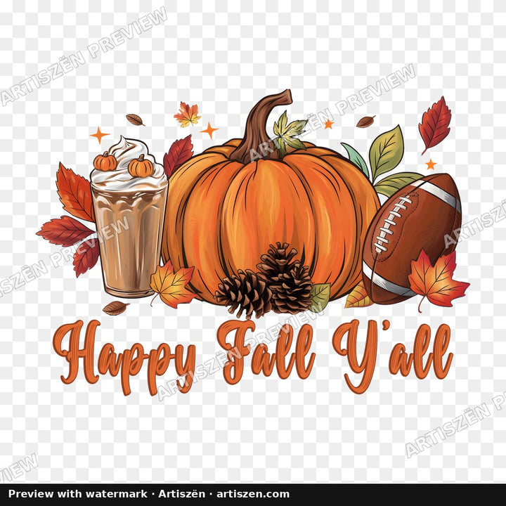 Happy Fall Y'all Pumpkin Latte PNG preview
