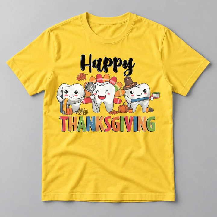 Happy Thanksgiving Teeth tee in Yellow