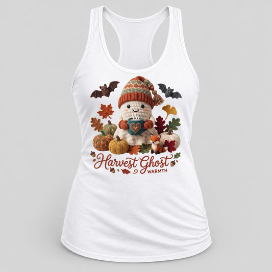 Harvest Ghost Warmth racerback tank in White