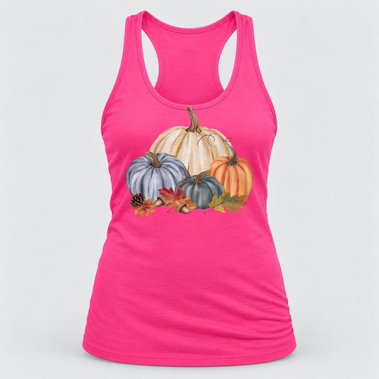 Heirloom Pumpkins racerback tank in Hot Pink
