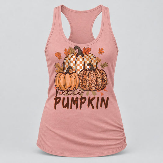 Hello Pumpkin Leopard racerback tank in Desert Pink