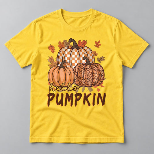 Hello Pumpkin Leopard tee in Yellow