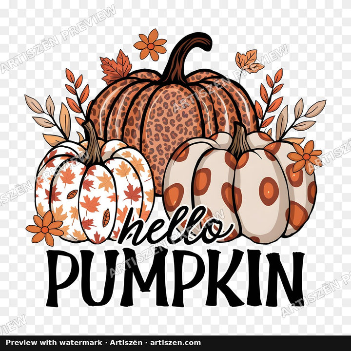 Hello Pumpkin Patterned PNG preview