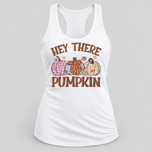 Hey There Pumpkin racerback tank in White