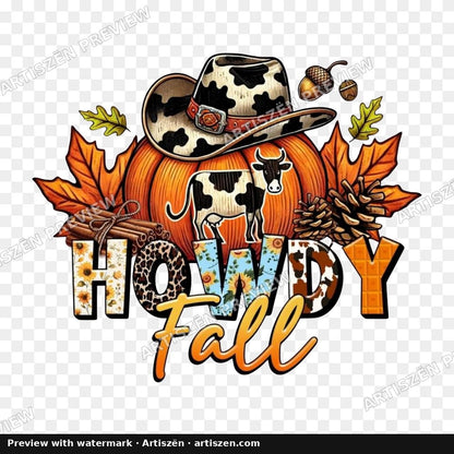 Howdy Fall Cow Pumpkin PNG preview