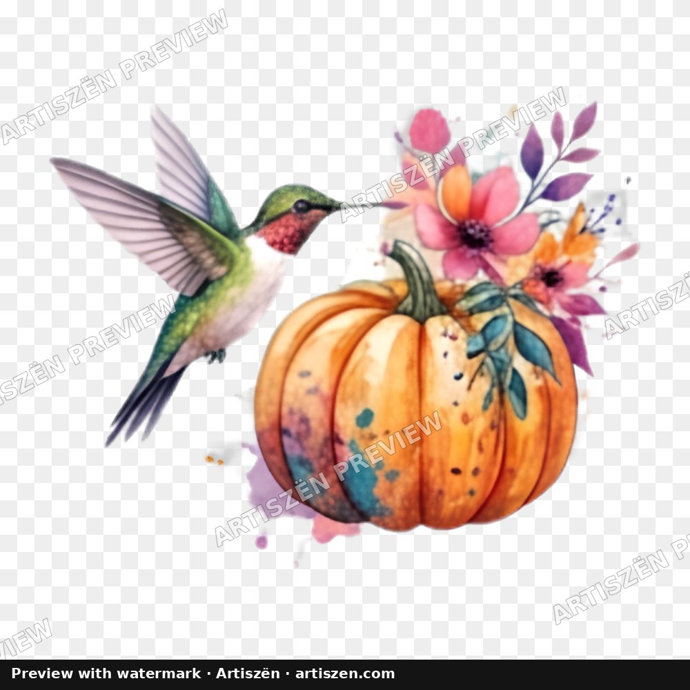 Hummingbird Pumpkin PNG preview