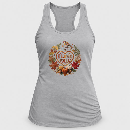 I Love Fall Heart Knit racerback tank in Silver