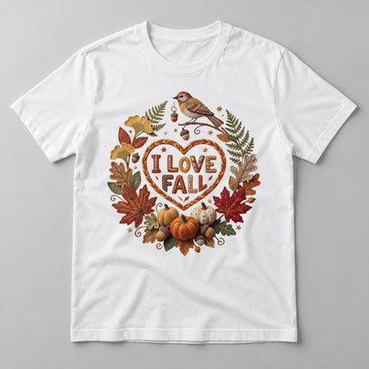 I Love Fall Heart Knit tee in White