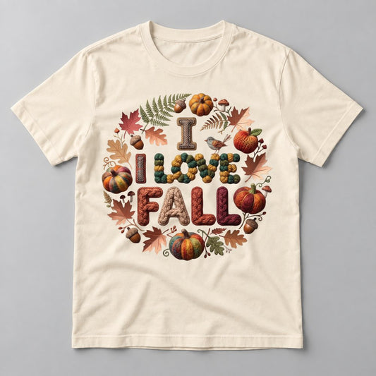 I Love Fall Knit Wreath tee in Natural