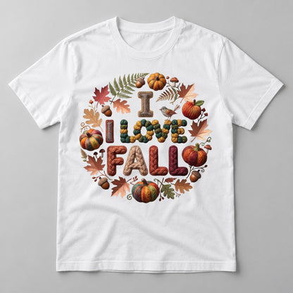 I Love Fall Knit Wreath tee in White