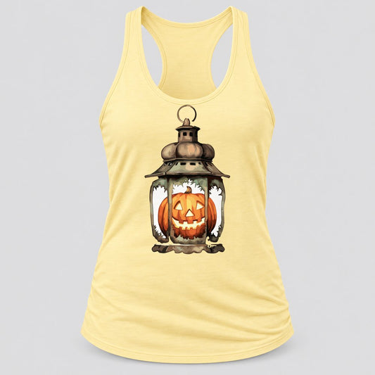 Jack-o-Lantern Lantern racerback tank in Banana Cream