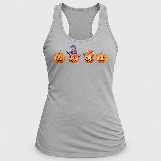 Jack-o-Lantern Row racerback tank in Silver