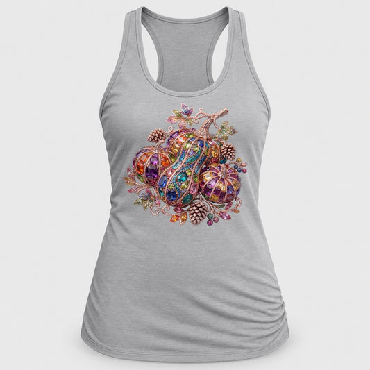 Jewel Gourd Bouquet racerback tank in Silver