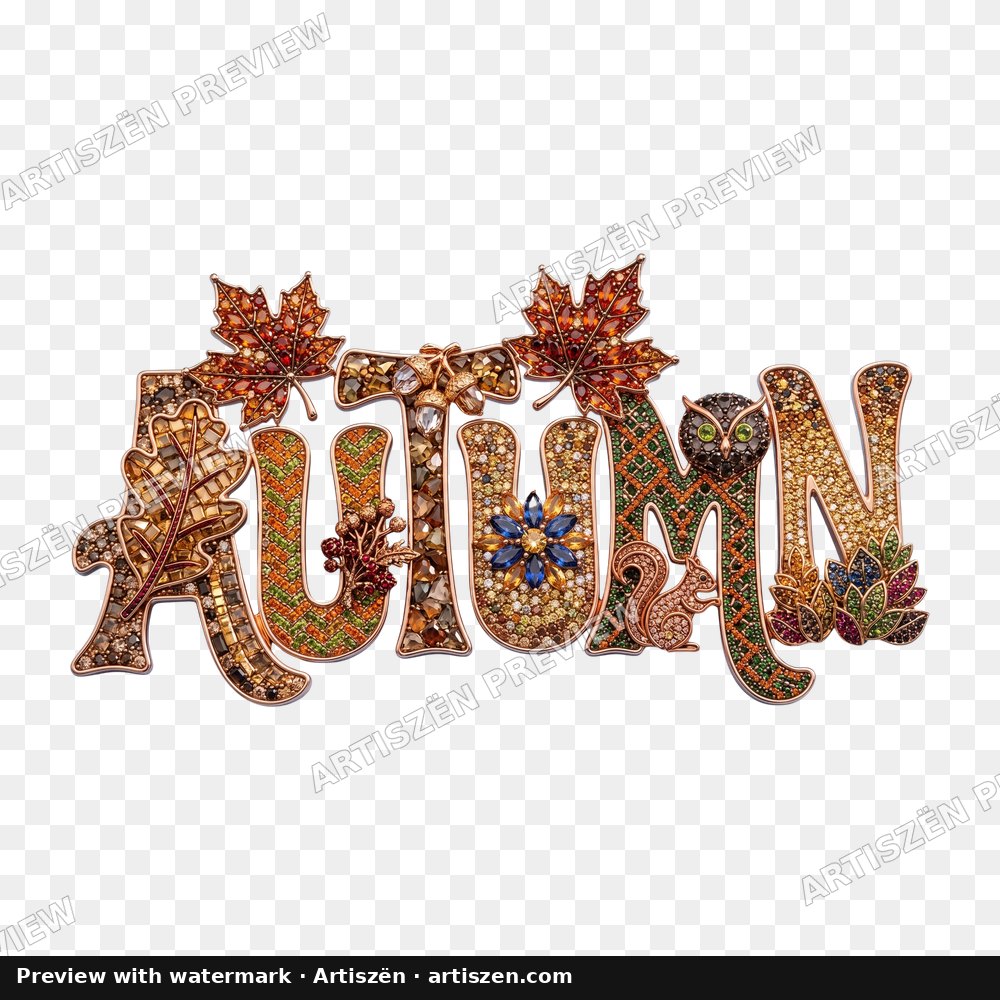 Jeweled Autumn Letters PNG preview