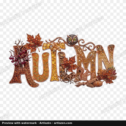 Jeweled Autumn Owl Letters PNG preview