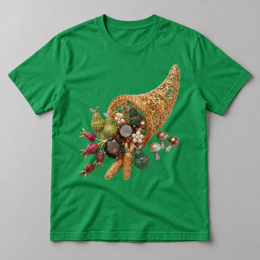 Jeweled Cornucopia tee in Kelly Green