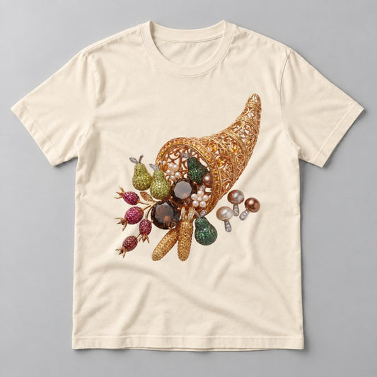 Jeweled Cornucopia tee in Natural