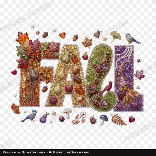 Jeweled Fall Harvest Letters PNG preview