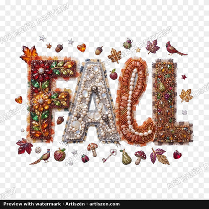 Jeweled Fall Letters PNG preview