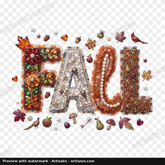 Jeweled Fall Letters PNG preview