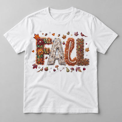 Jeweled Fall Letters tee in White