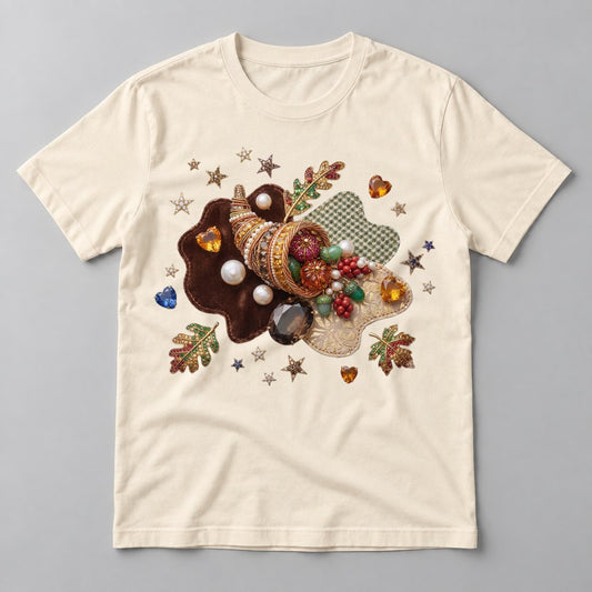 Jeweled Harvest Cornucopia tee in Natural