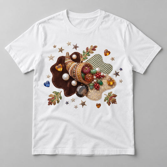 Jeweled Harvest Cornucopia tee in White