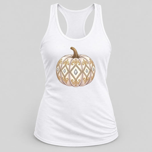 Jeweled White Pumpkin racerback tank in White