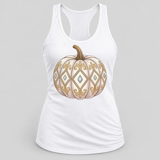 Jeweled White Pumpkin racerback tank in White