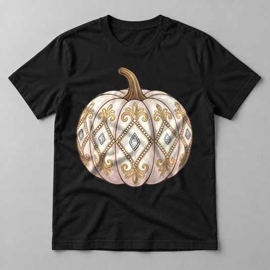 Jeweled White Pumpkin tee in Black
