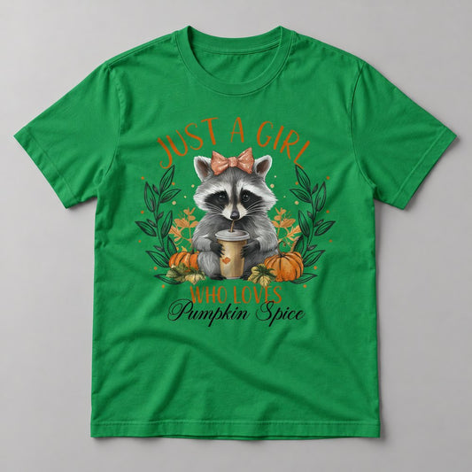 Just a Girl Who Loves Pumpkin Spice tee in Kelly Green