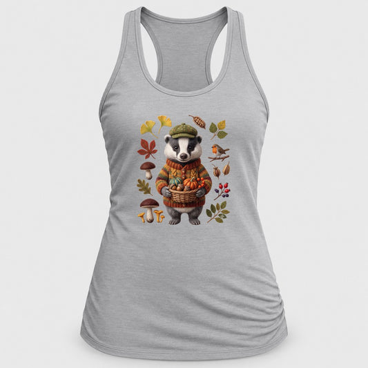 Knit Badger Harvest racerback tank in Silver