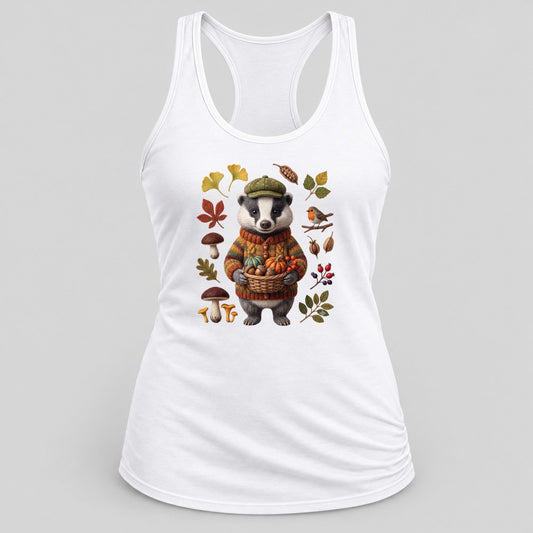 Knit Badger Harvest racerback tank in White