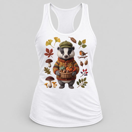 Knit Badger Harvest racerback tank in White
