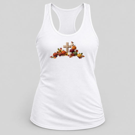 Knit Cross Harvest racerback tank in White