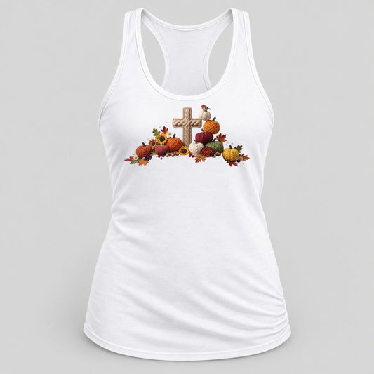 Knit Cross Harvest racerback tank in White