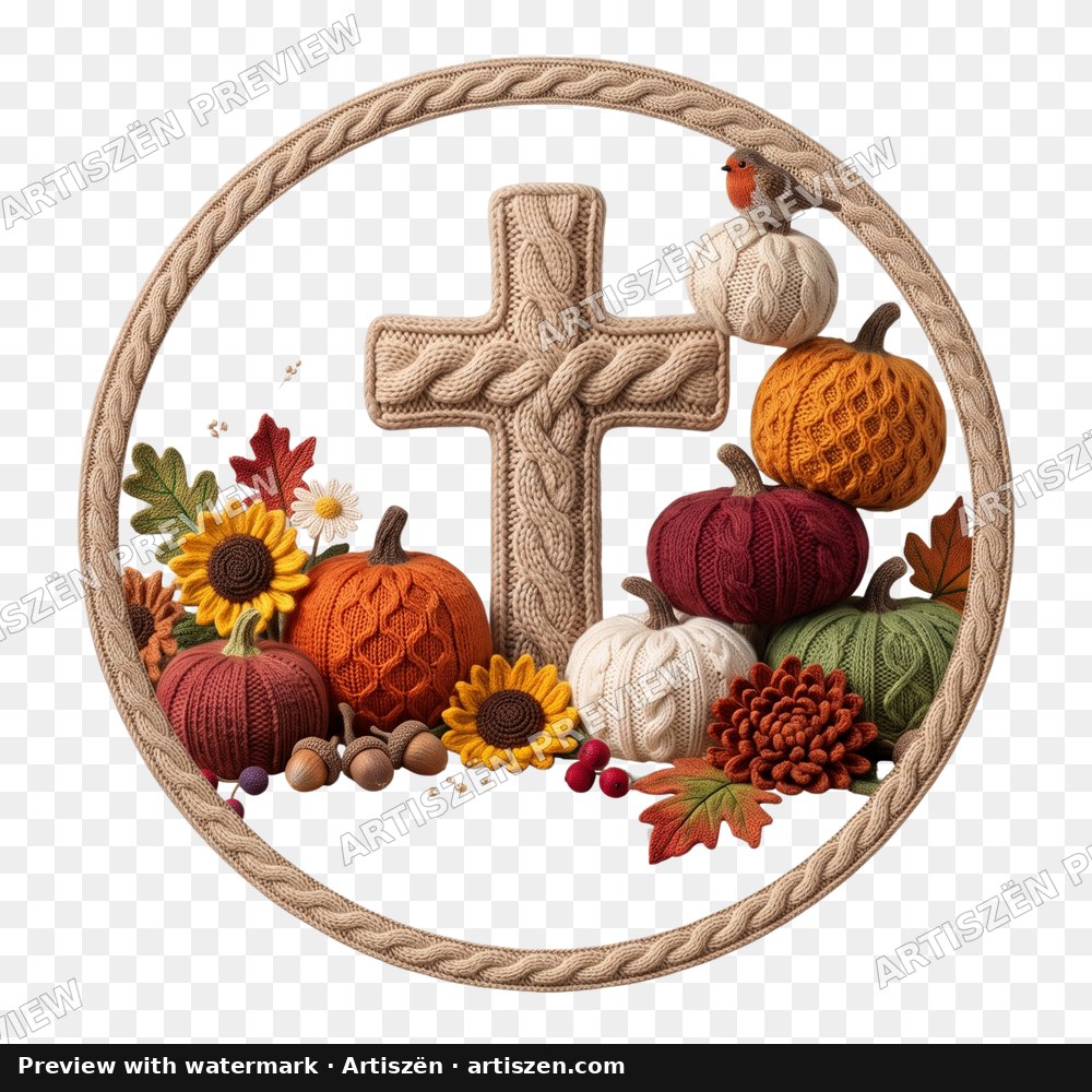 Knit Cross Wreath PNG preview