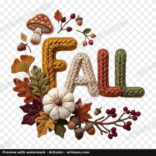 Knit Fall Letters PNG preview