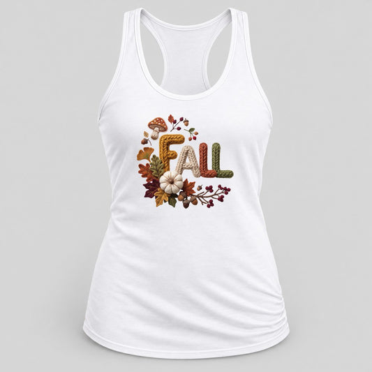 Knit Fall Letters racerback tank in White