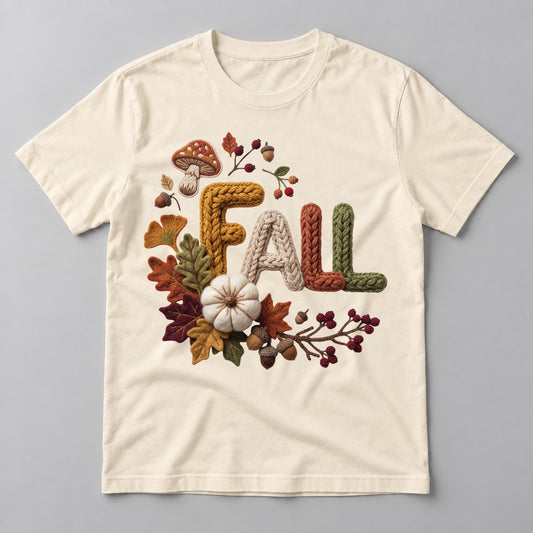 Knit Fall Letters tee in Natural