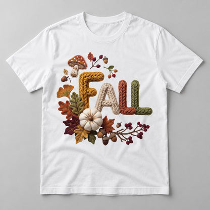 Knit Fall Letters tee in White