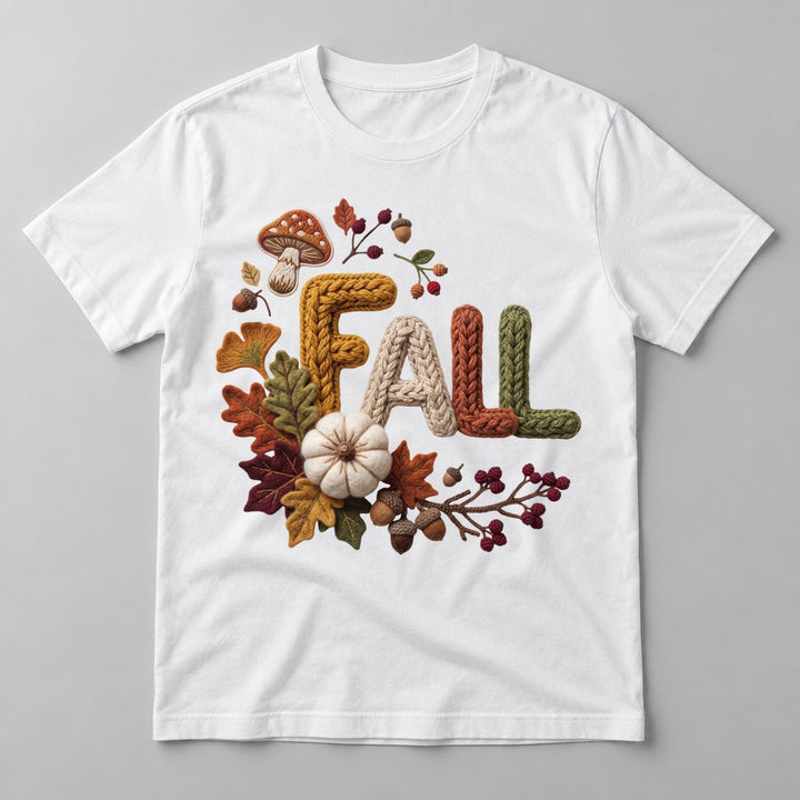 Knit Fall Letters tee in White