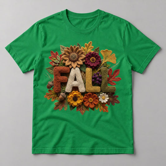 Knit Fall Sunflowers tee in Kelly Green