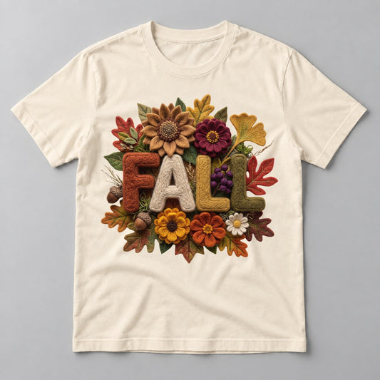 Knit Fall Sunflowers tee in Natural