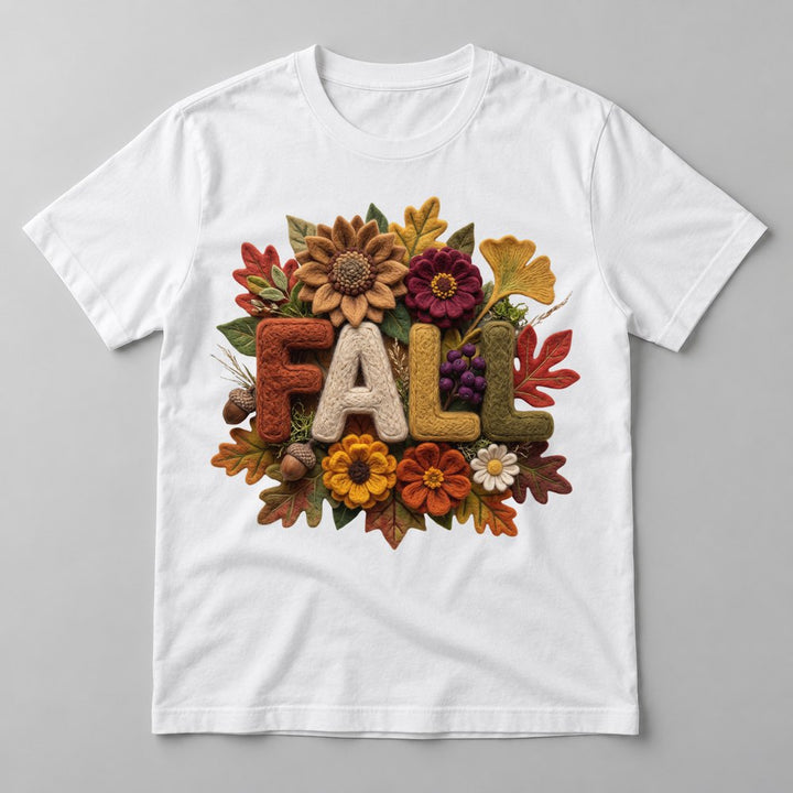 Knit Fall Sunflowers tee in White